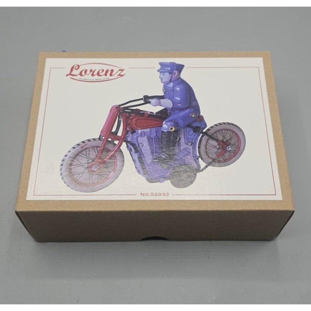 Lorenz Oldstyle Replicas Wind Up Tin Police Motorcycle No. 52933 with Box